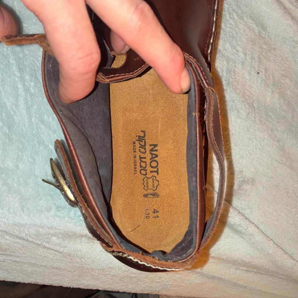Naot Brown Leather Boots with Contrast Stitching